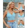 imageAvidlove Lace Bralette for Women V Neck Camisoles Racerback Adjustable Strap Sexy Crop TopsLight Blue