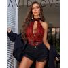 imageAvidlove Lingerie for Women Sexy Lace Bodysuit Deep V Teddy One Piece Babydoll Nightgown XSXXLBlackredwith Snap Crotch
