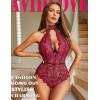 imageAvidlove Lingerie for Women Sexy Lace Bodysuit Deep V Teddy One Piece Babydoll Nightgown XSXXLBlackrose Redwith Snap Crotch