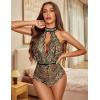 imageAvidlove Lingerie for Women Sexy Lace Bodysuit Deep V Teddy One Piece Babydoll Nightgown XSXXLBlackskinwith Snap Crotch