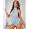 imageAvidlove Lingerie for Women Sexy Lace Bodysuit Deep V Teddy One Piece Babydoll Nightgown XSXXLLight Bluewith Snap Crotch