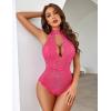 imageAvidlove Lingerie for Women Sexy Lace Bodysuit Deep V Teddy One Piece Babydoll Nightgown XSXXLRose Redwith Snap Crotch