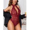 imageAvidlove Lingerie for Women Sexy Lace Bodysuit Deep V Teddy One Piece Babydoll Nightgown XSXXLWine Redwith Snap Crotch