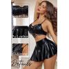 imageAvidlove Rave Outfits for Women Sequin Fringe Outfits Cosplay Lingerie 3pack Costume Set with Metallic SkirtBlack