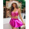 imageAvidlove Rave Outfits for Women Sequin Fringe Outfits Cosplay Lingerie 3pack Costume Set with Metallic SkirtHot Pink