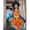 imageAvidlove Rave Outfits for Women Sequin Fringe Outfits Cosplay Lingerie 3pack Costume Set with Metallic SkirtOrange