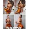 imageAvidlove Rave Outfits for Women Sequin Fringe Outfits Cosplay Lingerie 3pack Costume Set with Metallic SkirtOrange