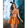 imageAvidlove Rave Outfits for Women Sequin Fringe Outfits Cosplay Lingerie 3pack Costume Set with Metallic SkirtOrange