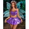 imageAvidlove Rave Outfits for Women Sequin Fringe Outfits Cosplay Lingerie 3pack Costume Set with Metallic SkirtPurple