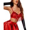 imageAvidlove Rave Outfits for Women Sequin Fringe Outfits Cosplay Lingerie 3pack Costume Set with Metallic SkirtRed