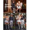 imageAvidlove Rave Outfits for Women Sequin Fringe Outfits Cosplay Lingerie 3pack Costume Set with Metallic SkirtSilver