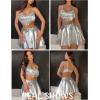 imageAvidlove Rave Outfits for Women Sequin Fringe Outfits Cosplay Lingerie 3pack Costume Set with Metallic SkirtSilver