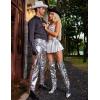 imageAvidlove Rave Outfits for Women Sequin Fringe Outfits Cosplay Lingerie 3pack Costume Set with Metallic SkirtSilver