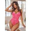 imageAvidlove Women Lingerie Bodysuit Lace Teddy Snap Crotch One Piece Underwire Babydoll1neon Pink
