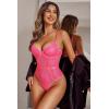 imageAvidlove Women Lingerie Bodysuit Lace Teddy Snap Crotch One Piece Underwire Babydoll1neon Pink