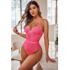 imageAvidlove Women Lingerie Bodysuit Lace Teddy Snap Crotch One Piece Underwire Babydoll1neon Pink
