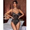 imageAvidlove Women Lingerie Bodysuit Lace Teddy Snap Crotch One Piece Underwire BabydollBlack Star