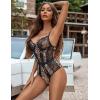 imageAvidlove Women Lingerie Bodysuit Lace Teddy Snap Crotch One Piece Underwire BabydollBrown Leopard Print