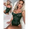 imageAvidlove Women Lingerie Bodysuit Lace Teddy Snap Crotch One Piece Underwire BabydollDark Green