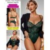 imageAvidlove Women Lingerie Bodysuit Lace Teddy Snap Crotch One Piece Underwire BabydollDark Green