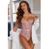 imageAvidlove Women Lingerie Bodysuit Lace Teddy Snap Crotch One Piece Underwire BabydollDark Pink