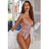 imageAvidlove Women Lingerie Bodysuit Lace Teddy Snap Crotch One Piece Underwire BabydollDark Pink