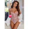 imageAvidlove Women Lingerie Bodysuit Lace Teddy Snap Crotch One Piece Underwire BabydollDark Pink
