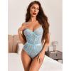 imageAvidlove Women Lingerie Bodysuit Lace Teddy Snap Crotch One Piece Underwire BabydollLight Blue