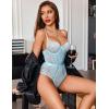 imageAvidlove Women Lingerie Bodysuit Lace Teddy Snap Crotch One Piece Underwire BabydollLight Blue