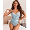 imageAvidlove Women Lingerie Bodysuit Lace Teddy Snap Crotch One Piece Underwire BabydollLight Blue