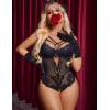 imageAvidlove Women Lingerie Floral Lace Harness Lingerie Bodysuit One Piece Teddy Babydoll NightgownAblack