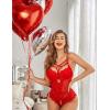 imageAvidlove Women Lingerie Floral Lace Harness Lingerie Bodysuit One Piece Teddy Babydoll NightgownAred
