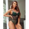 imageAvidlove Women Lingerie Floral Lace Harness Lingerie Bodysuit One Piece Teddy Babydoll NightgownBblack Green
