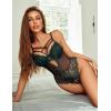 imageAvidlove Women Lingerie Floral Lace Harness Lingerie Bodysuit One Piece Teddy Babydoll NightgownBblack Green