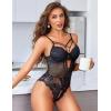 imageAvidlove Women Lingerie Floral Lace Harness Lingerie Bodysuit One Piece Teddy Babydoll NightgownBgold Star