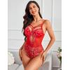 imageAvidlove Women Lingerie Floral Lace Harness Lingerie Bodysuit One Piece Teddy Babydoll NightgownBred White