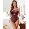 imageAvidlove Women Lingerie Floral Lace Harness Lingerie Bodysuit One Piece Teddy Babydoll NightgownBrose Red