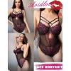 imageAvidlove Women Lingerie Floral Lace Harness Lingerie Bodysuit One Piece Teddy Babydoll NightgownBrose Red