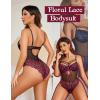 imageAvidlove Women Lingerie Floral Lace Harness Lingerie Bodysuit One Piece Teddy Babydoll NightgownBrose Red