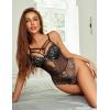 imageAvidlove Women Lingerie Floral Lace Harness Lingerie Bodysuit One Piece Teddy Babydoll NightgownChampagne
