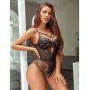 imageAvidlove Women Lingerie Floral Lace Harness Lingerie Bodysuit One Piece Teddy Babydoll NightgownChampagne