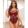 imageAvidlove Women Lingerie Floral Lace Harness Lingerie Bodysuit One Piece Teddy Babydoll NightgownDark Red