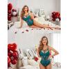 imageAvidlove Women Lingerie Floral Lace Harness Lingerie Bodysuit One Piece Teddy Babydoll NightgownIndigo
