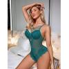 imageAvidlove Women Lingerie Floral Lace Harness Lingerie Bodysuit One Piece Teddy Babydoll NightgownIndigo