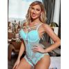 imageAvidlove Women Lingerie Floral Lace Harness Lingerie Bodysuit One Piece Teddy Babydoll NightgownLight Blue