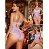 imageAvidlove Women Lingerie Floral Lace Harness Lingerie Bodysuit One Piece Teddy Babydoll NightgownLilac