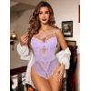 imageAvidlove Women Lingerie Floral Lace Harness Lingerie Bodysuit One Piece Teddy Babydoll NightgownLilac