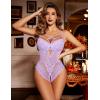 imageAvidlove Women Lingerie Floral Lace Harness Lingerie Bodysuit One Piece Teddy Babydoll NightgownLilac