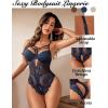 imageAvidlove Women Lingerie Floral Lace Harness Lingerie Bodysuit One Piece Teddy Babydoll NightgownNavy Blue