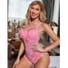 imageAvidlove Women Lingerie Floral Lace Harness Lingerie Bodysuit One Piece Teddy Babydoll NightgownPink